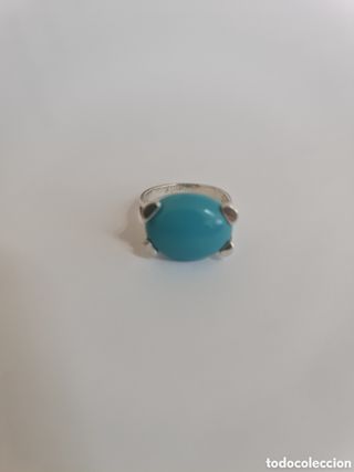 #1035 anillo plata 925 y piedra azul 1.7cm