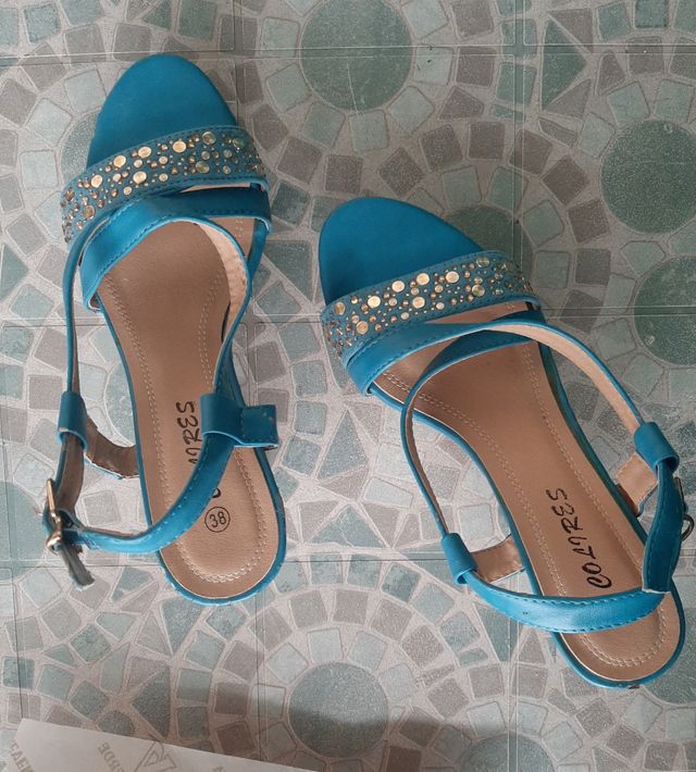 Sandali Coltres blu, tacco 38