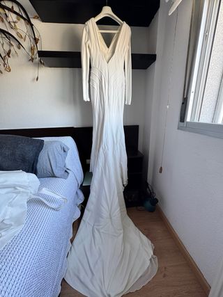 Vestido novia satén blanco