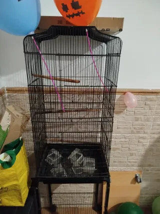 Jaula pajaros grande negra