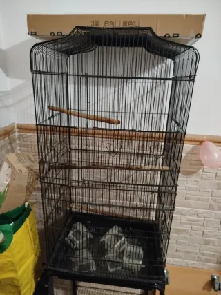 Jaula pajaros grande negra