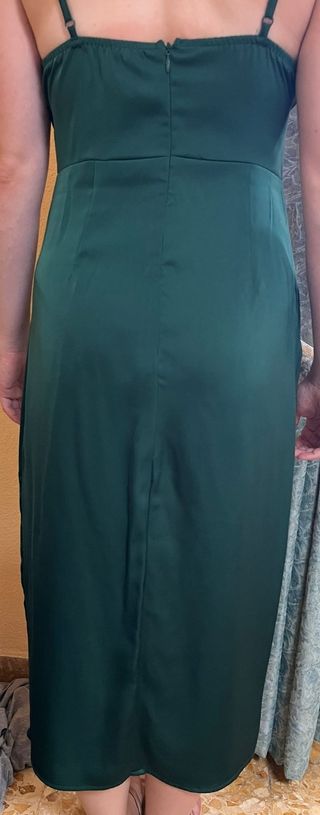 Vestido satén verde para fiesta - Talla S