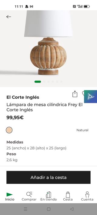 Lámpara sobremesa madera - marrón y blanco