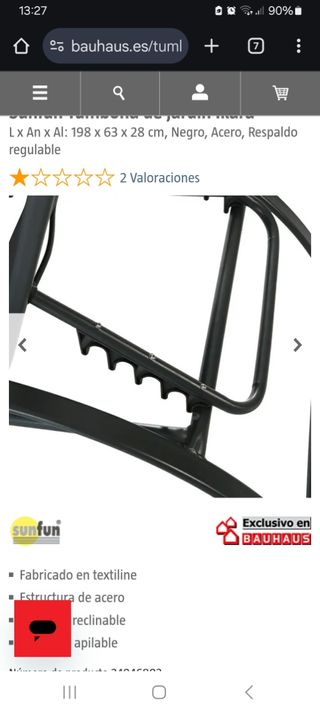 4 Tumbonas Sunfun Negras - Acero