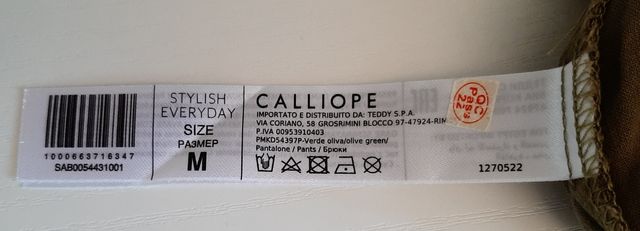 Pantaloni Calliope Verde Militare Tg M