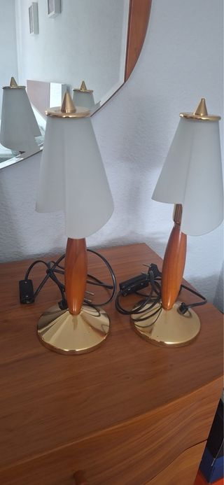2 Lámparas de Mesa Doradas - Vintage