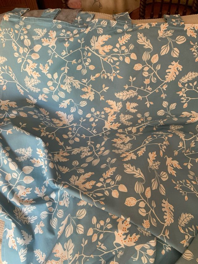 Cortina estampada floral - Teal