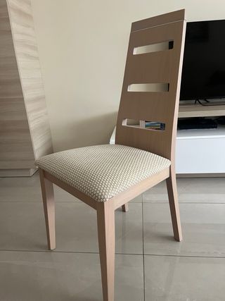 4 Sillas Comedor - Beige y Marrón