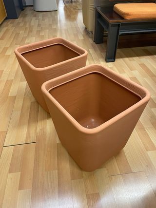 2 Macetas cuadradas - Marrón