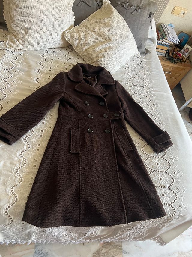 Abrigo Zara marrón chocolate talla S