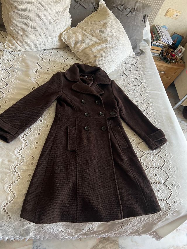 Abrigo Zara marrón chocolate talla S