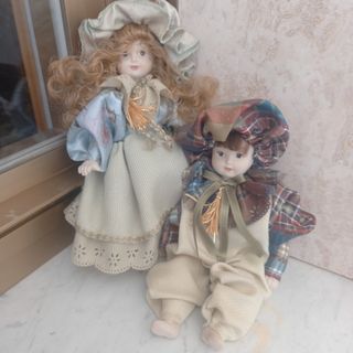 Coppia di Bambole porcellana vintage