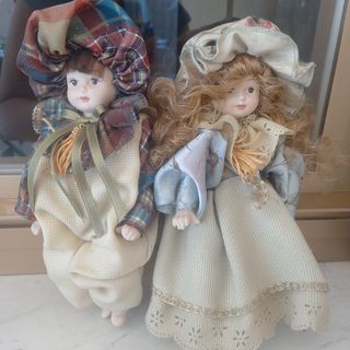 Coppia di Bambole porcellana vintage
