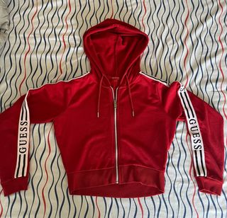 Chaqueta de chándal Guess roja con capucha - Talla XS