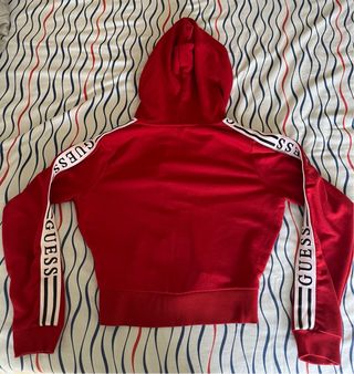 Chaqueta de chándal Guess roja con capucha - Talla XS