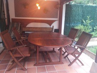 Mesa jardín teka - 4 sillas con cojines