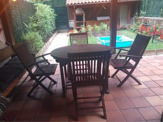 Mesa jardín teka - 4 sillas con cojines