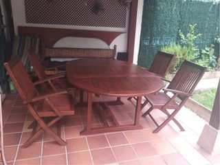 Mesa jardín teka - 4 sillas con cojines