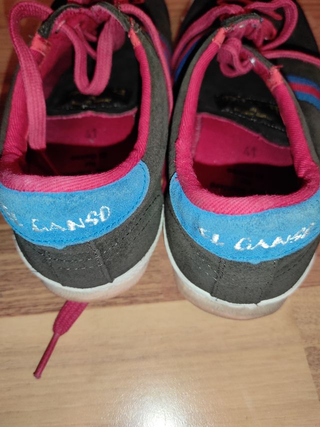 Zapatillas ante marrón-rojo