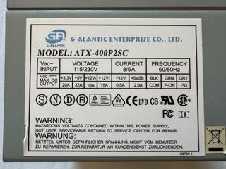 Fuente alimentación ATX-400P2SC G-Atlantic