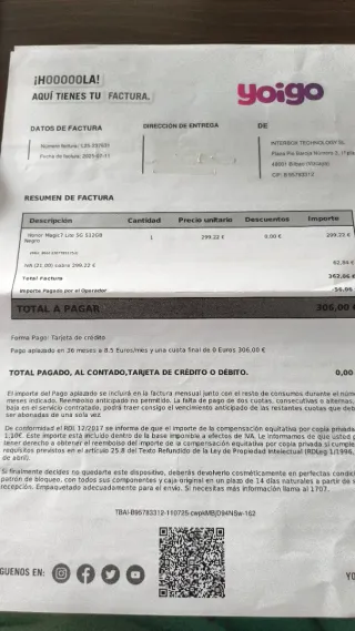 HONOR Magic7 Lite Negro, Nuevo, precintado.