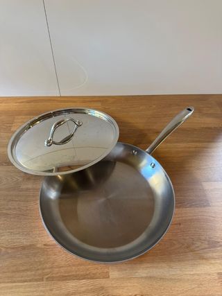 Padella in rame e acciaio con coperchio 