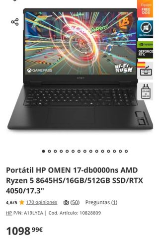 HP Omen 17" Portátil