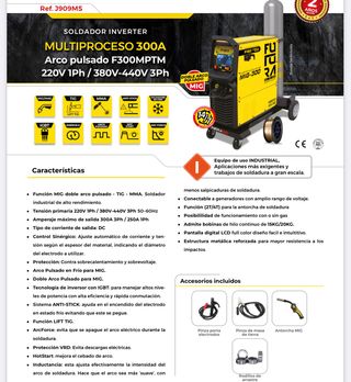 SOLDADOR INVERTER MULTIPROCESO ARCO PULSADO 300A