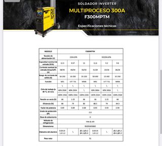 SOLDADOR INVERTER MULTIPROCESO ARCO PULSADO 300A