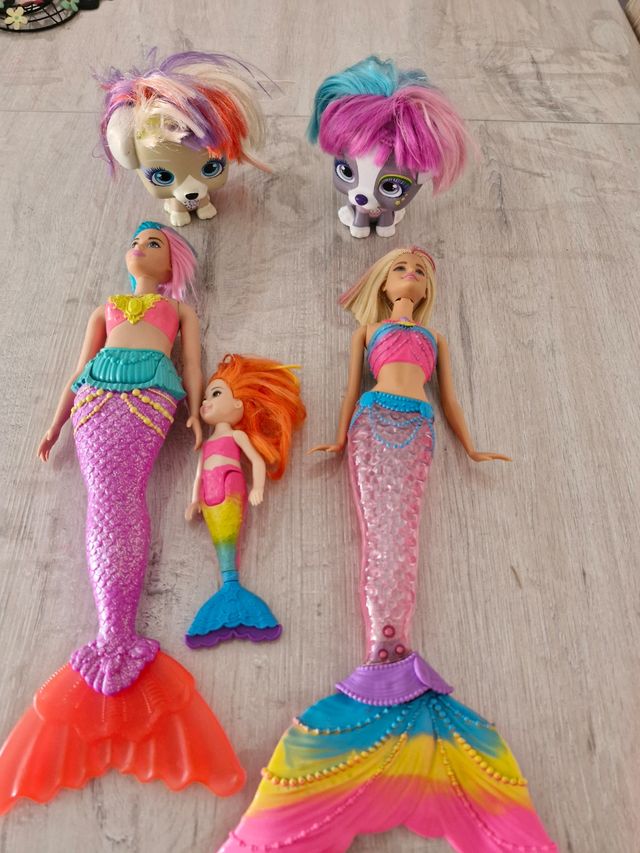 3 Sirenas Barbie + 2 Vip Pets Mascotas