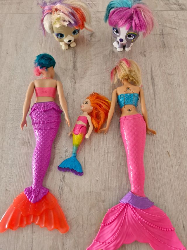 3 Sirenas Barbie + 2 Vip Pets Mascotas