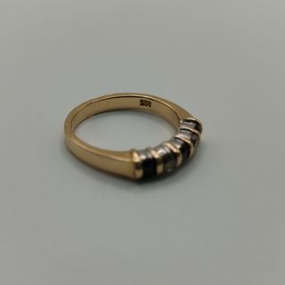 00225 Anillo 14k Diamantes y zafiros.Talla 13