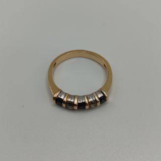 00225 Anillo 14k Diamantes y zafiros.Talla 13