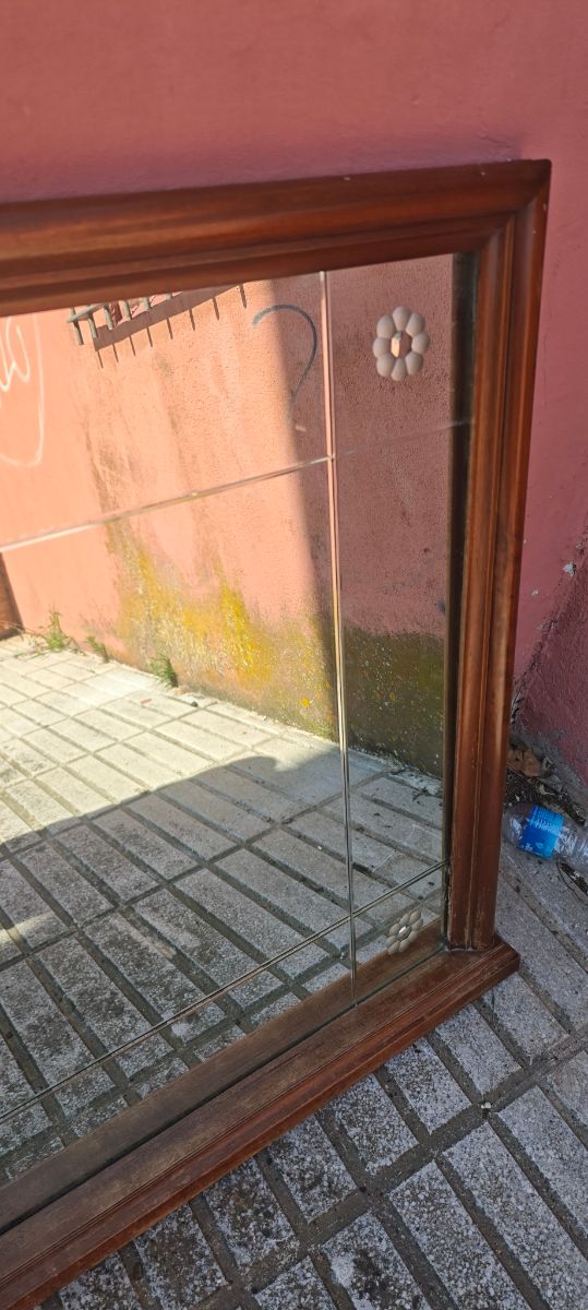 Espejo antiguo madera biselado