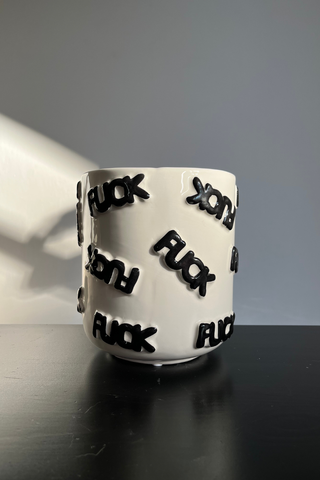 Vaso Ceramica Bianco/Nero Decoro FU**