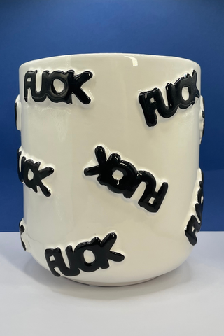 Vaso Ceramica Bianco/Nero Decoro FU**