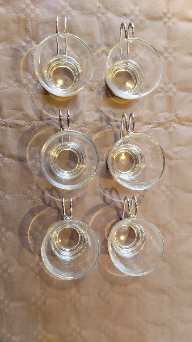 Tazas de cristal con asa metálica (6 unidades)