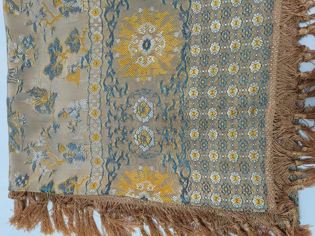 Colcha seda vintage beige-dorado