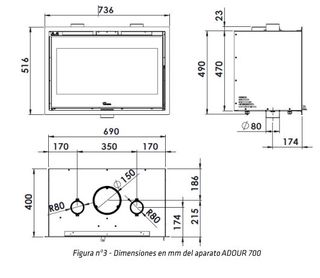 Lacunza Adour 700: Chimenea insertable
