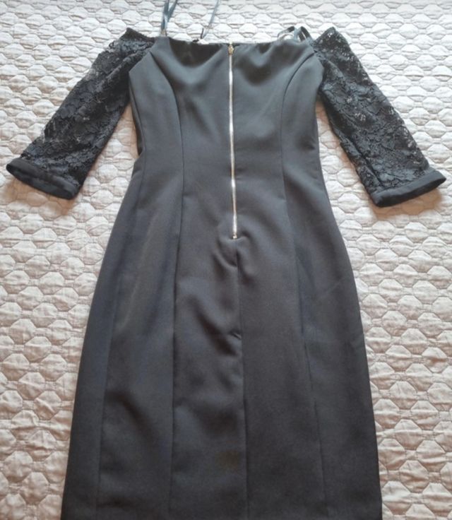 Vestido negro encaje - palabra de honor