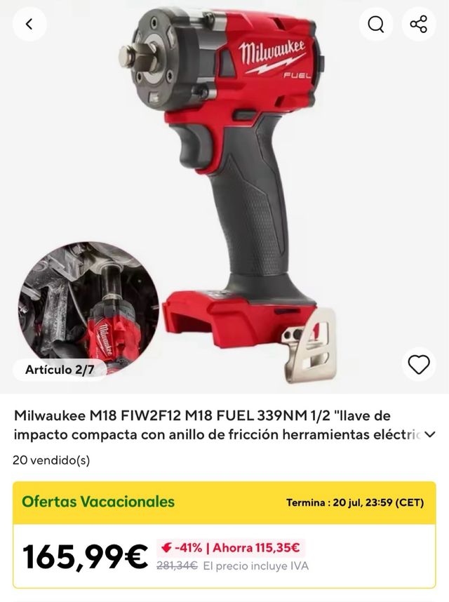 Taladro percutor Milwaukee m18 fiw212