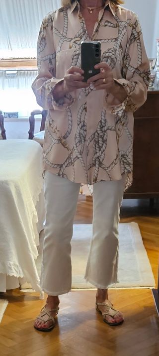 Camisa sedosa beige