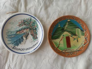 set 2 piattini da collezione dipinti a mano