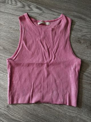 Top rosa tirantes - cropped