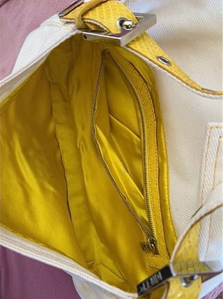 Fendi Baguette Vintage in Jeans e Pitone Bianco 