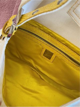 Fendi Baguette Vintage in Jeans e Pitone Bianco 
