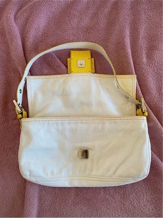 Fendi Baguette Vintage in Jeans e Pitone Bianco 