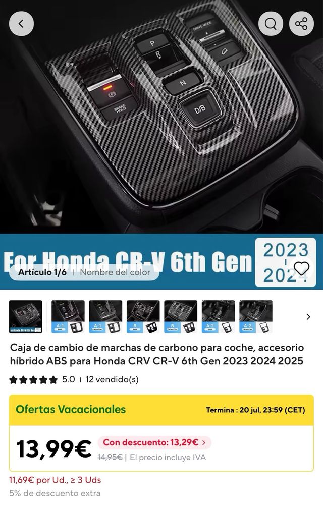 Honda CRV 6th Gen - Panel cambio