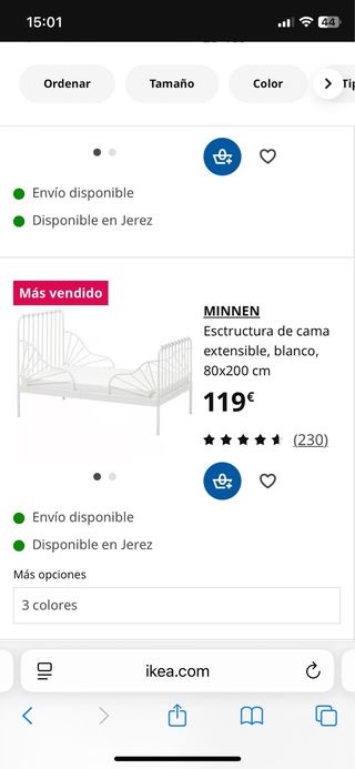 Cama MINNEN extensible 80x200