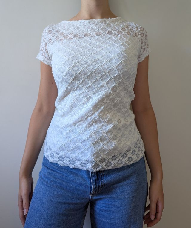 T-shirt pizzo bianco